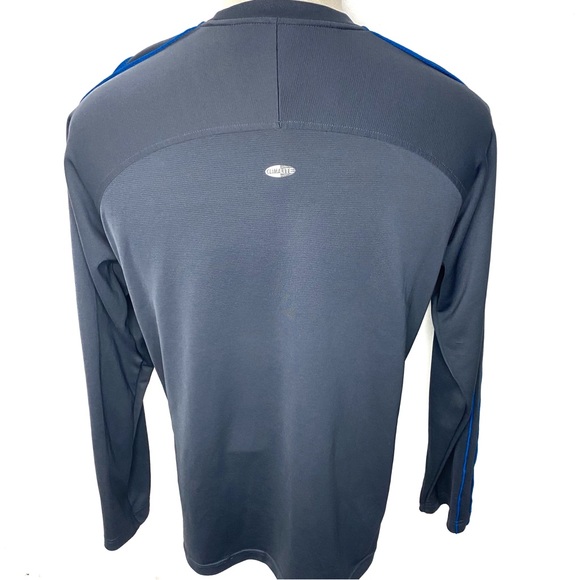 Adidas Climalite Gray & Blue Long Sleeve Three Stripe Workout Shirt Sweatshirt L - Picture 5 of 10